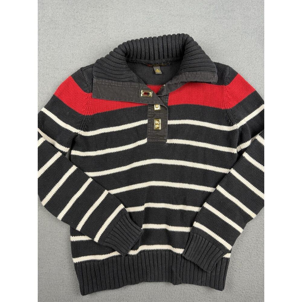 Ralph Lauren Black label pullover white and black striped sweater womens size M